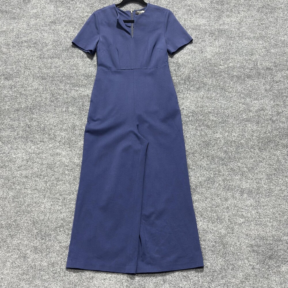 Kate Spade Jumpsuit Womens Small Navy Blue Short Sleeve Wide Leg Dressy